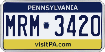 PA license plate MRM3420