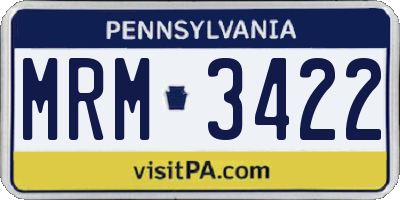 PA license plate MRM3422
