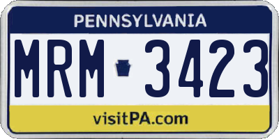 PA license plate MRM3423