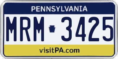 PA license plate MRM3425