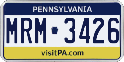 PA license plate MRM3426