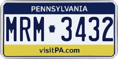 PA license plate MRM3432