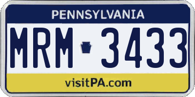 PA license plate MRM3433