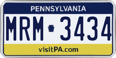 PA license plate MRM3434