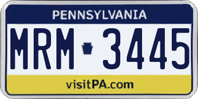 PA license plate MRM3445