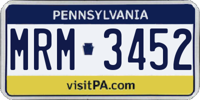 PA license plate MRM3452