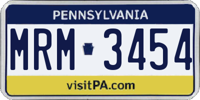 PA license plate MRM3454
