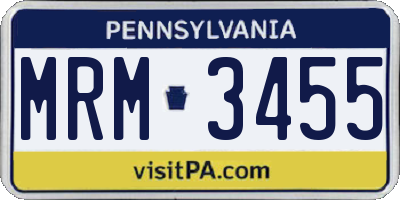 PA license plate MRM3455