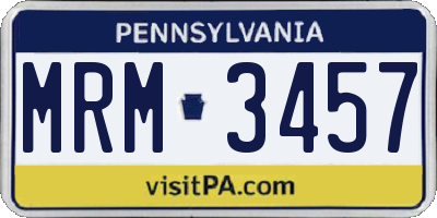 PA license plate MRM3457