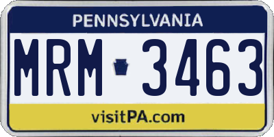 PA license plate MRM3463
