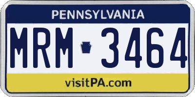 PA license plate MRM3464