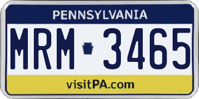 PA license plate MRM3465