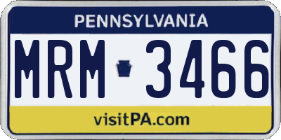 PA license plate MRM3466