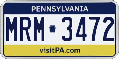 PA license plate MRM3472