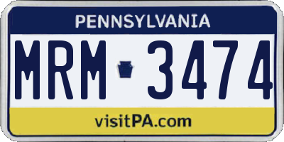 PA license plate MRM3474