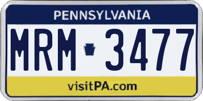 PA license plate MRM3477