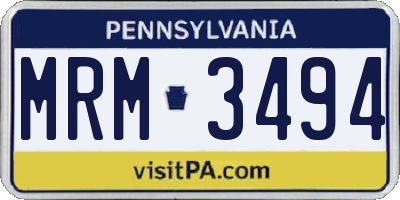 PA license plate MRM3494