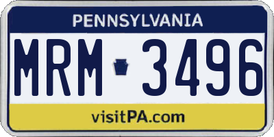 PA license plate MRM3496