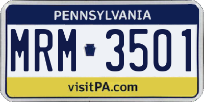 PA license plate MRM3501