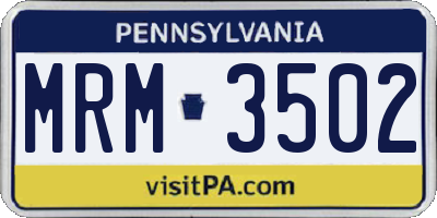 PA license plate MRM3502