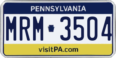 PA license plate MRM3504