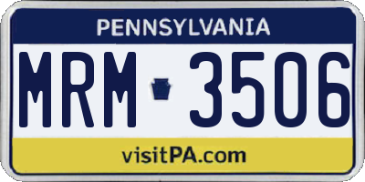 PA license plate MRM3506