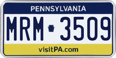 PA license plate MRM3509