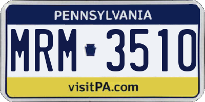 PA license plate MRM3510