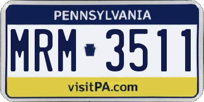 PA license plate MRM3511