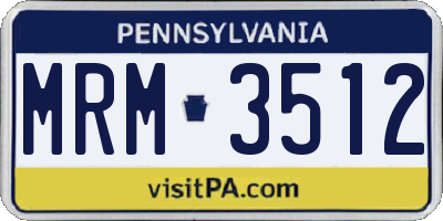 PA license plate MRM3512