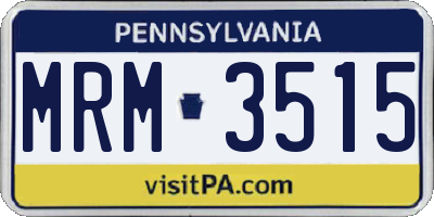 PA license plate MRM3515