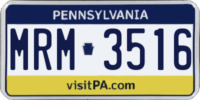 PA license plate MRM3516