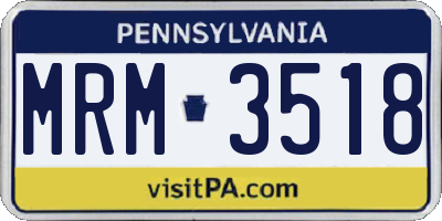 PA license plate MRM3518