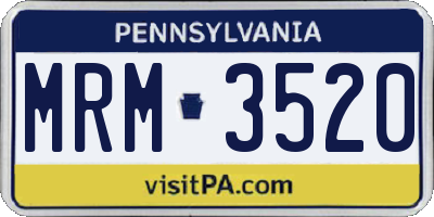 PA license plate MRM3520