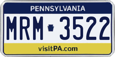 PA license plate MRM3522
