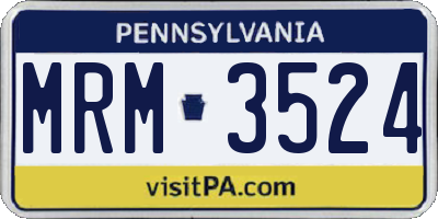 PA license plate MRM3524