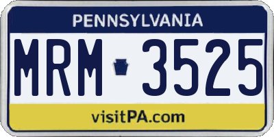 PA license plate MRM3525