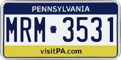 PA license plate MRM3531