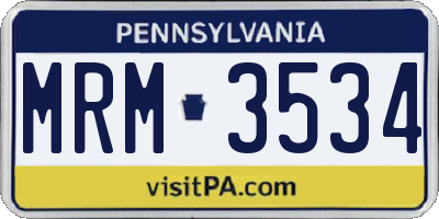 PA license plate MRM3534