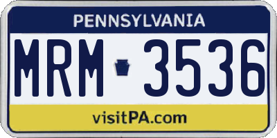PA license plate MRM3536