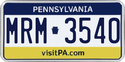 PA license plate MRM3540