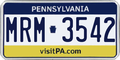PA license plate MRM3542