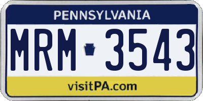PA license plate MRM3543