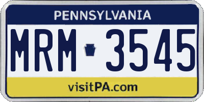 PA license plate MRM3545
