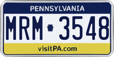 PA license plate MRM3548