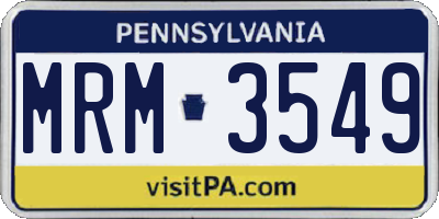 PA license plate MRM3549