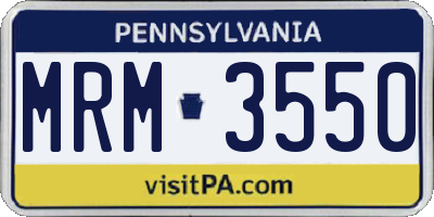 PA license plate MRM3550