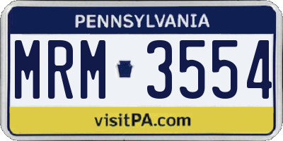 PA license plate MRM3554