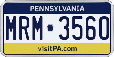PA license plate MRM3560