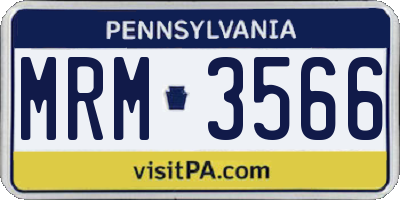 PA license plate MRM3566